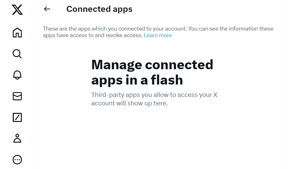 visual of after clicking on “Connected Apps,” all third-party apps connected to your account will appear.