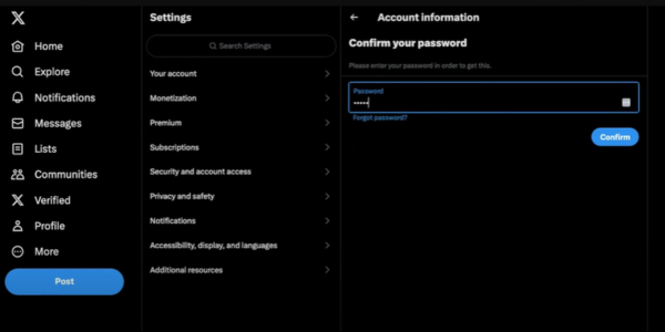 visual of confirm password