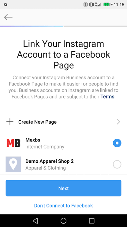 A snapshot of "Link to Facebook Page" 