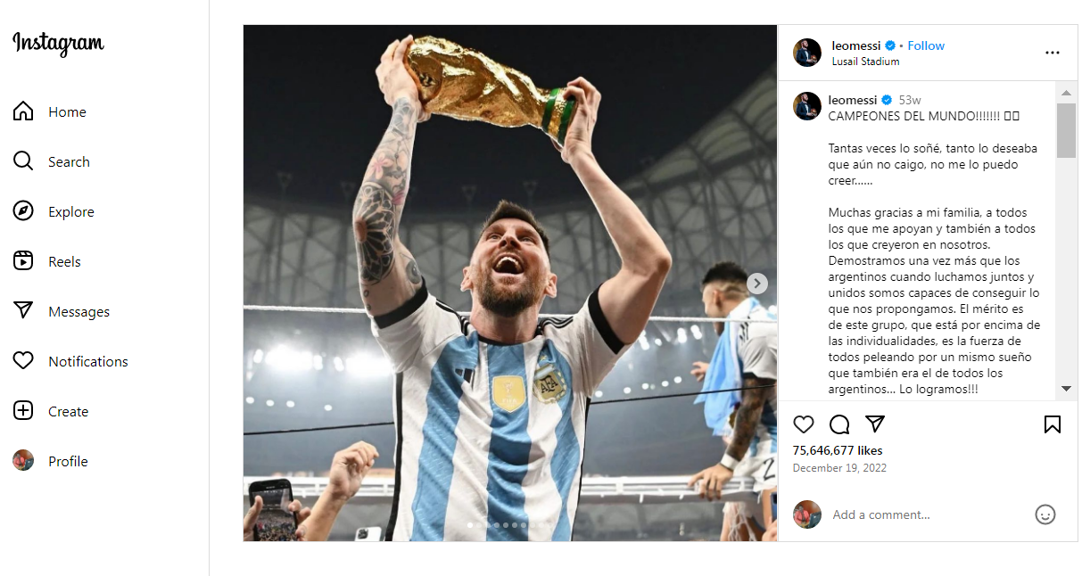 Messi Celebrating World Cup Victory