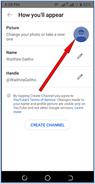 Make a YouTube Channel on Android Phone - Step 3