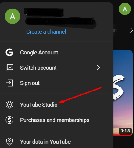 Click on YouTube Studio