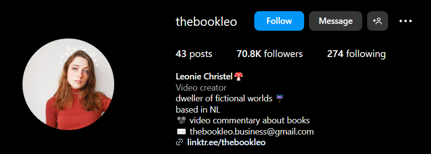 A snapshot of @thebookleo's Instagram profile