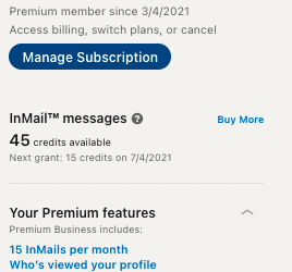 Visual of Manage Subscriptions 