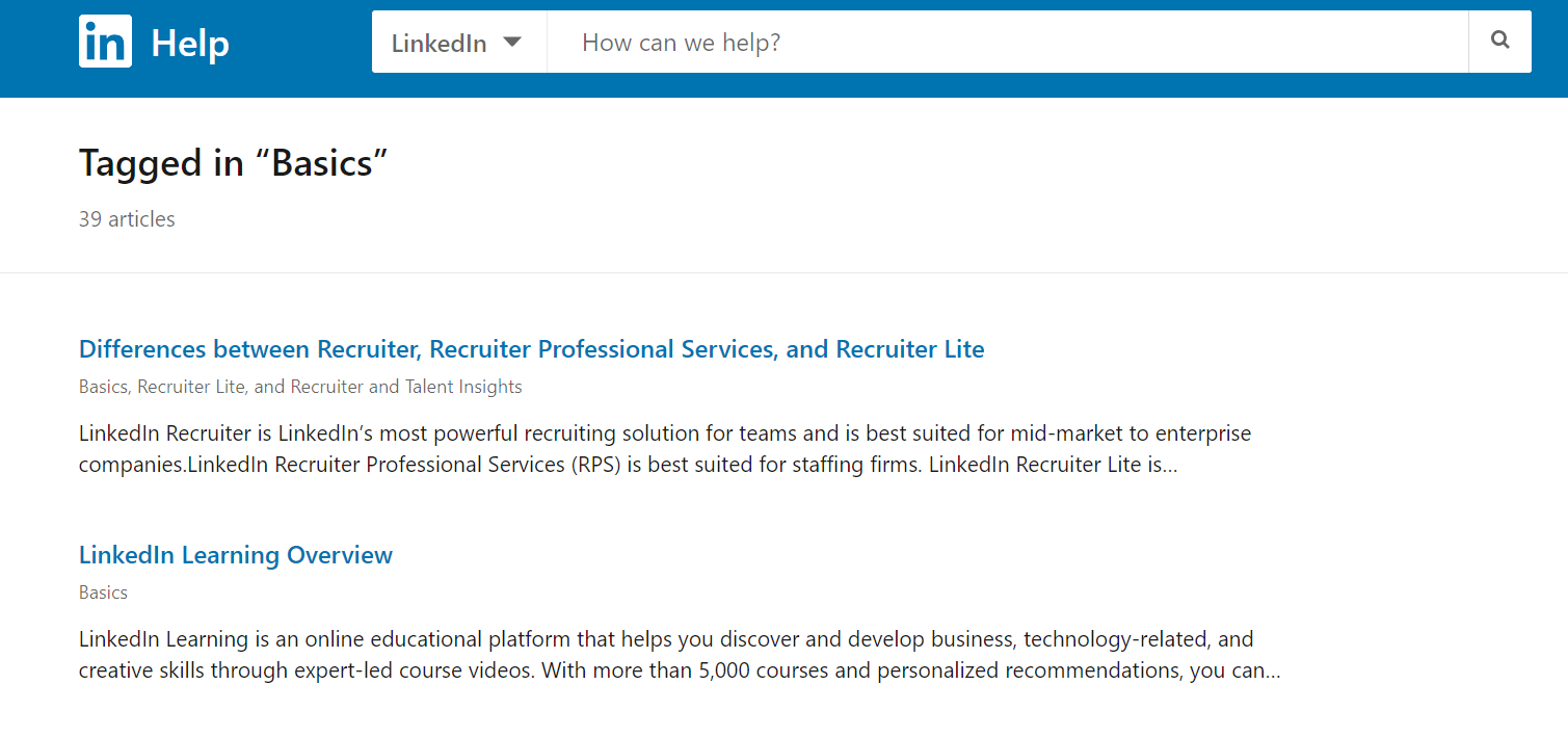 A snapshot of LinkedIn