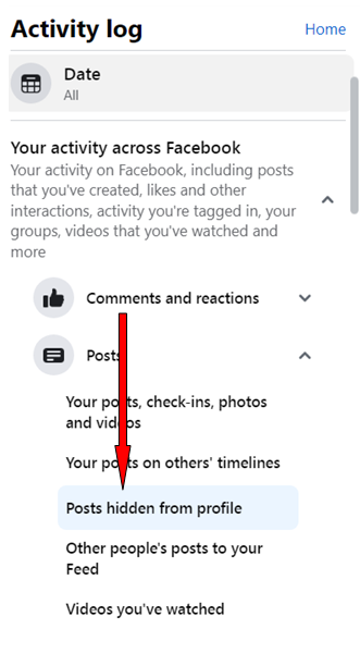 Unhide a Post on Facebook - Step 5