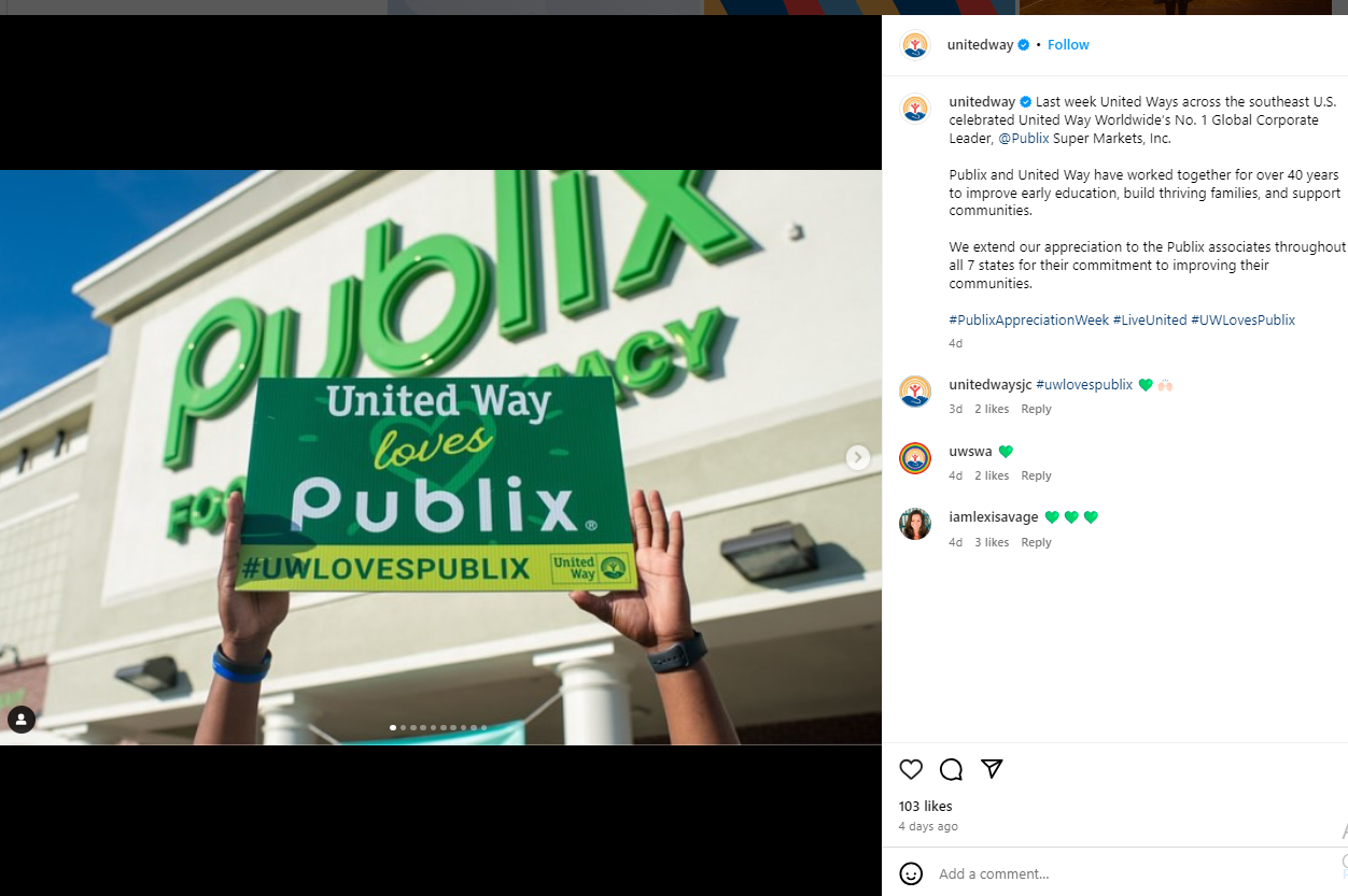 A snapshot of United Way’s partnership with Publix