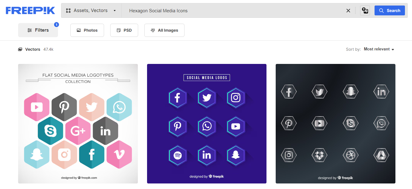 Hexagon Social Media Icons