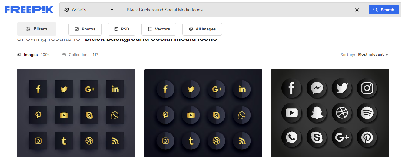 Black Background Social Media Icons