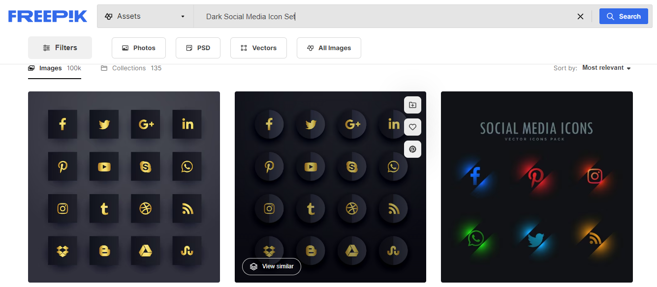 Dark Social Media Icon Set