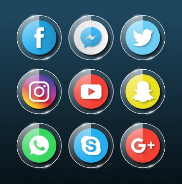 3D Glass Social Media Icons