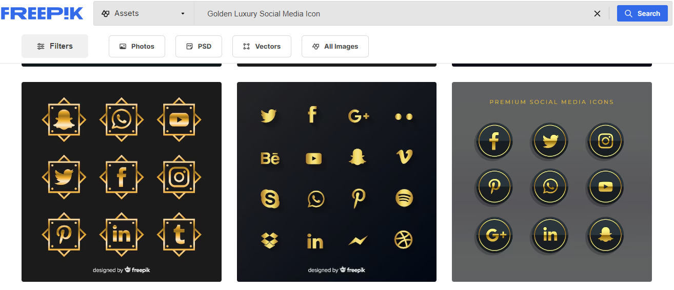 Gold Luxury Social Media Icons