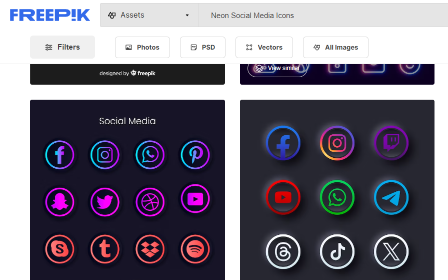 Neon Social Media Icons