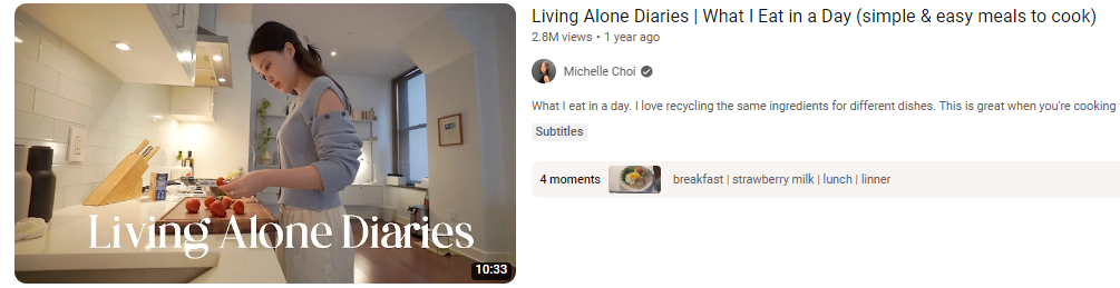 A snapshot of a lifestyle vlog on YouTube