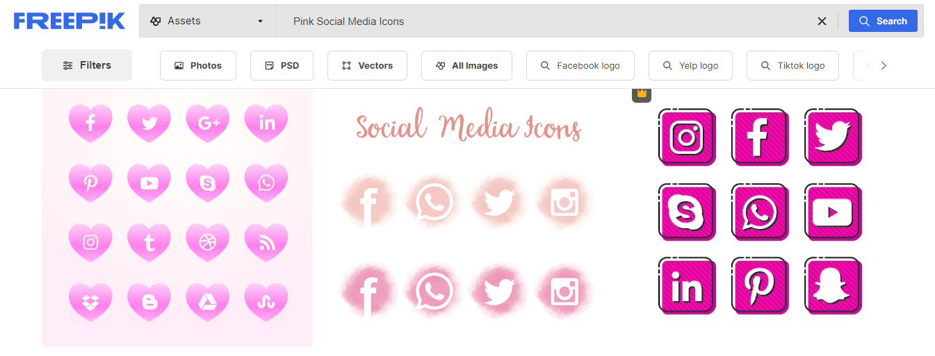 Pink Social Media Icons