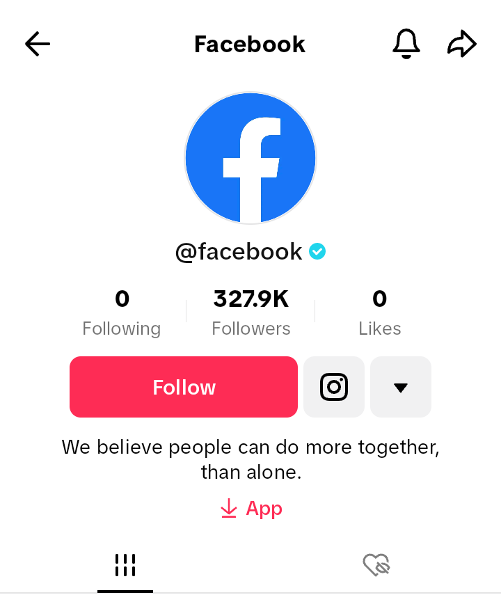 Meta's bio on TikTok