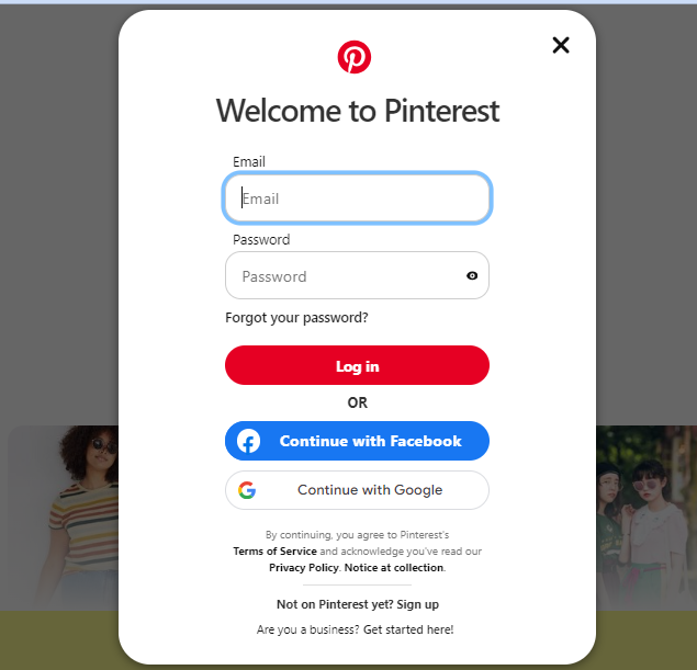 A snapshot of Pinterest