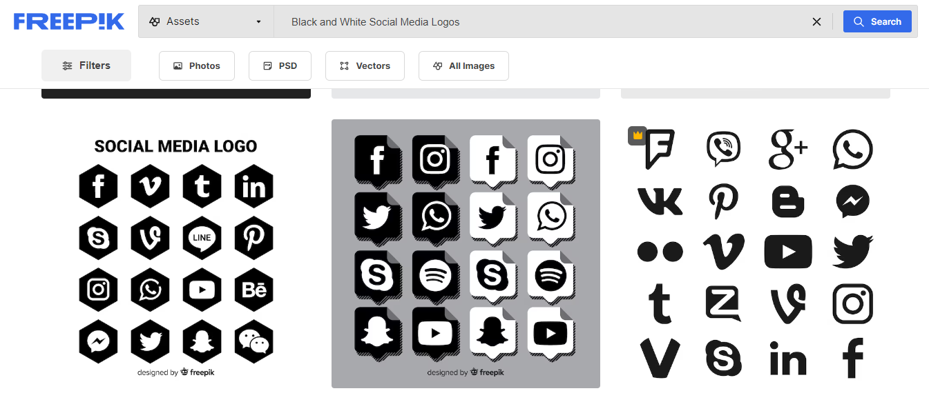 Black and White Social Media Logos