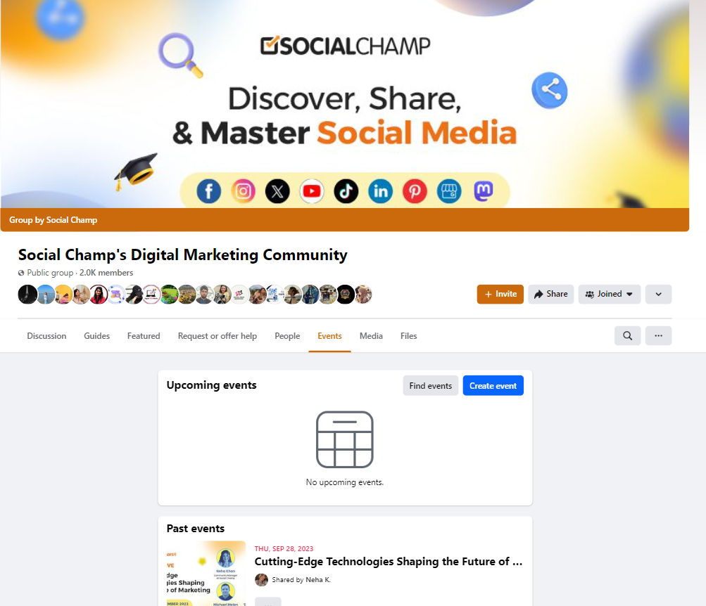 A snapshot of Social Champ's Digital Marketing Community 