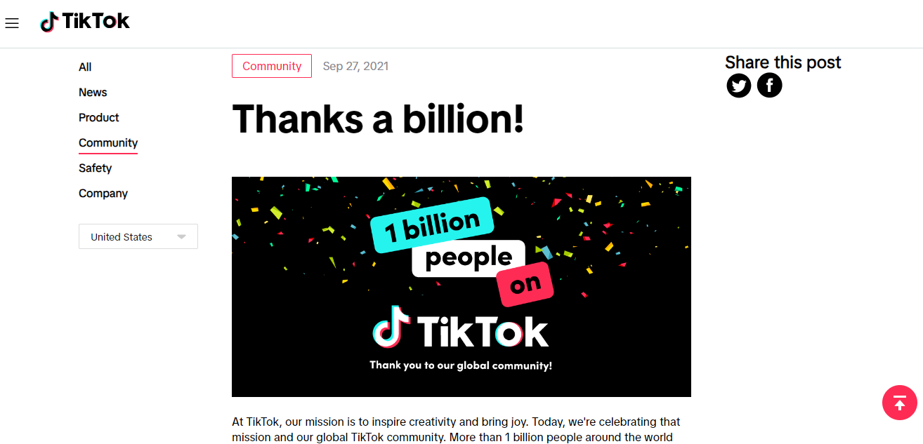 Screenshot of TikTok News