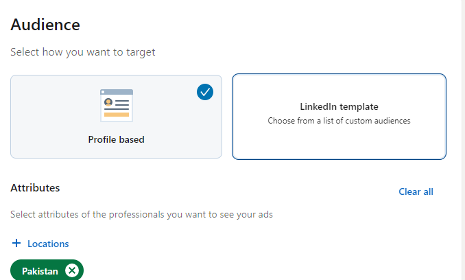 A snapshot of targeting options in LinkedIn Campaign Manager