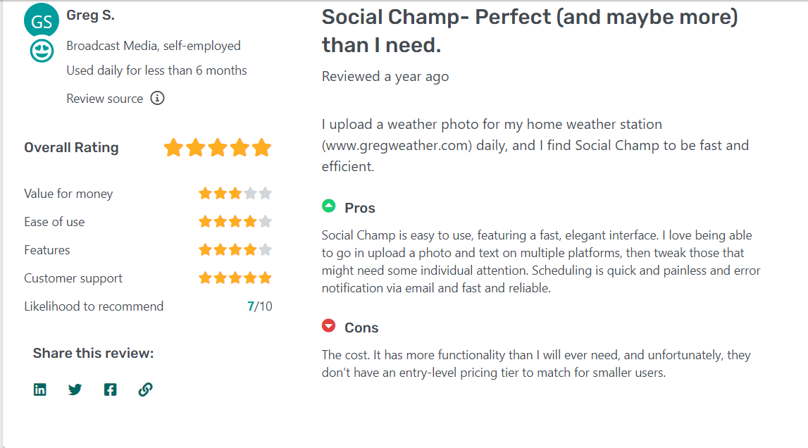 GetApp Social Champ Reviews