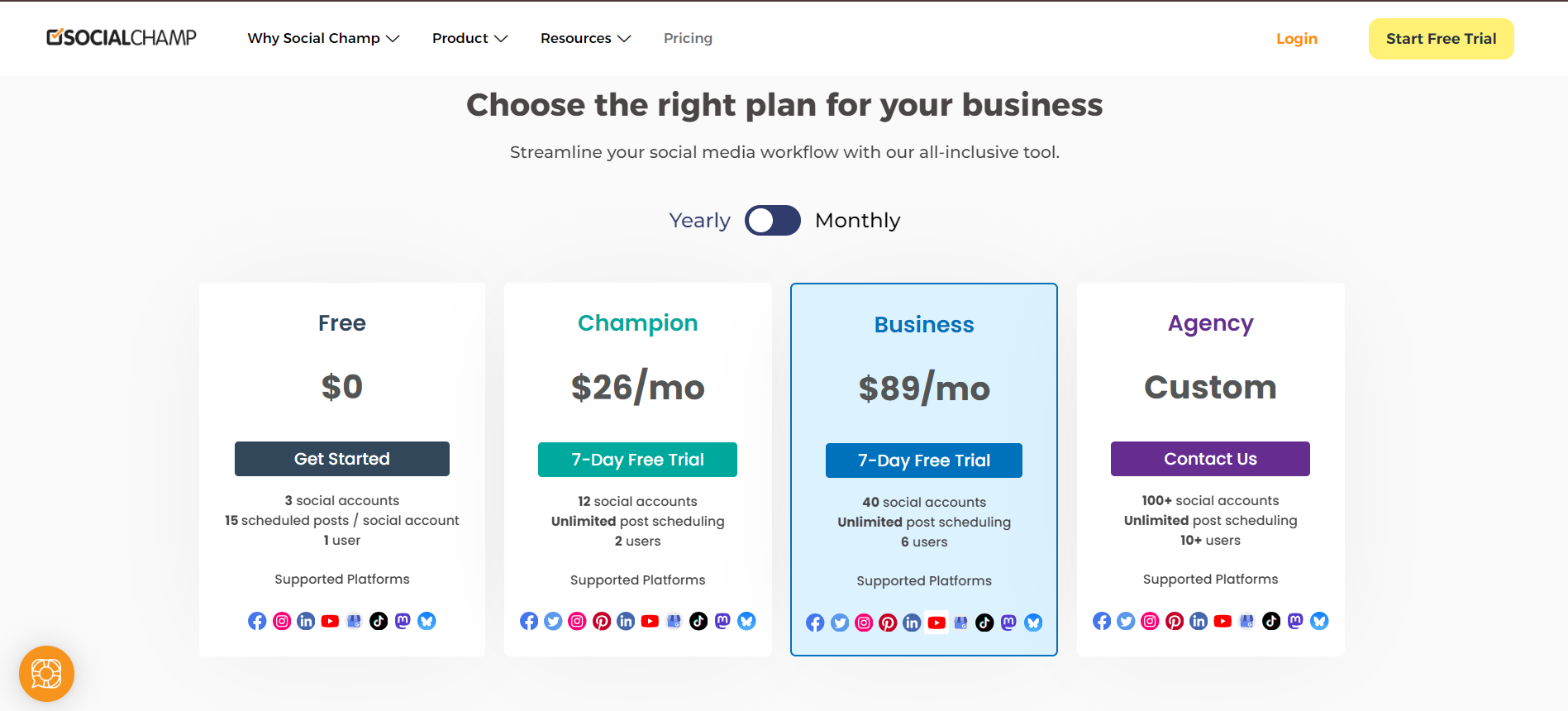 Social Champ Pricing