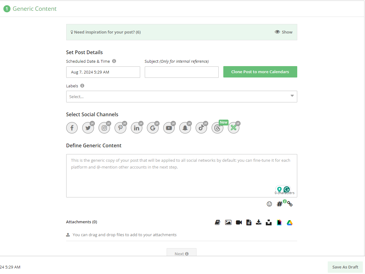 Loomly's Dashboard