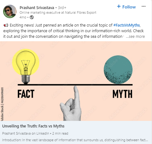 A snapshot of myth vs. facts post on LinkedIn