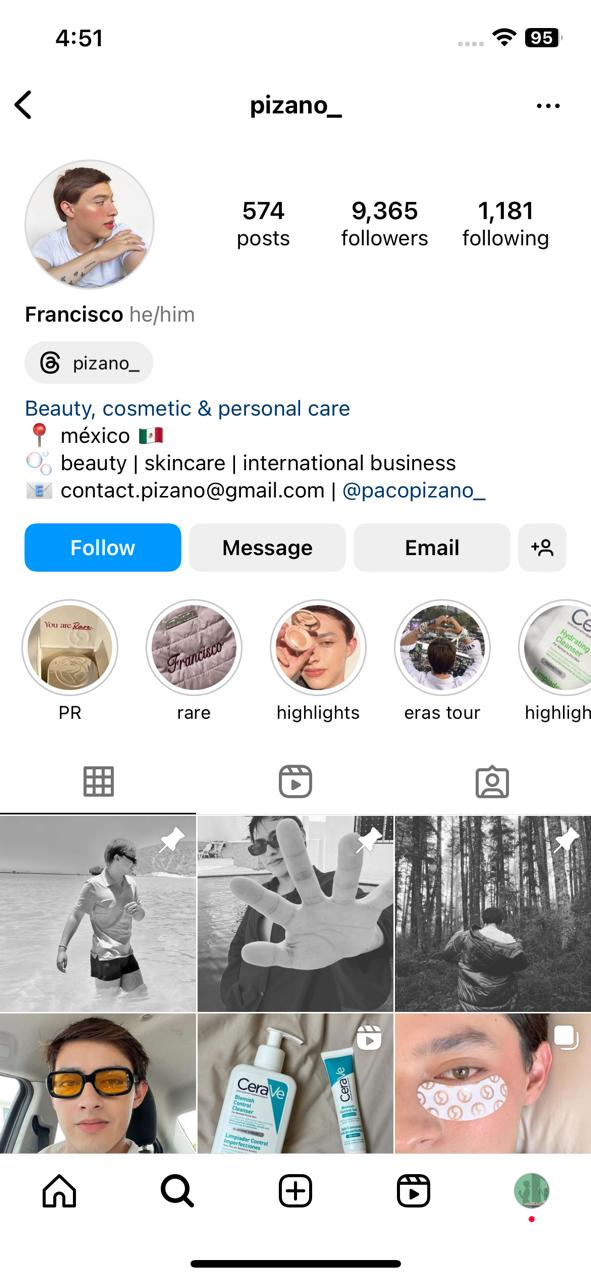 A snapshot of a skincare KOL's Instagram account