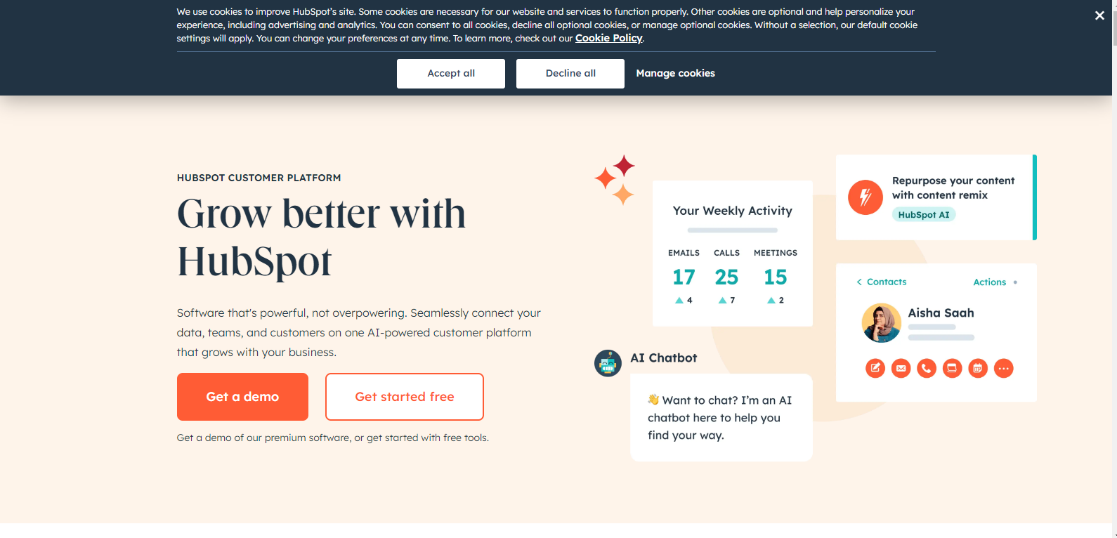 HubSpot's homepage