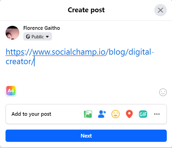 Post a Link on Facebook - Step 3