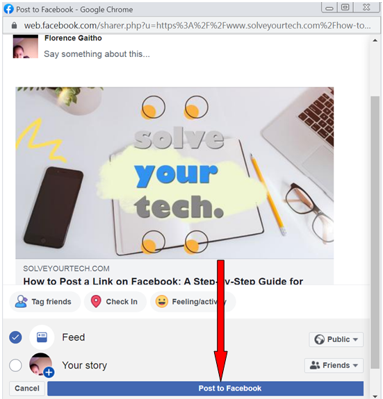 How to Post a Link on Facebook - Way 2 (d)