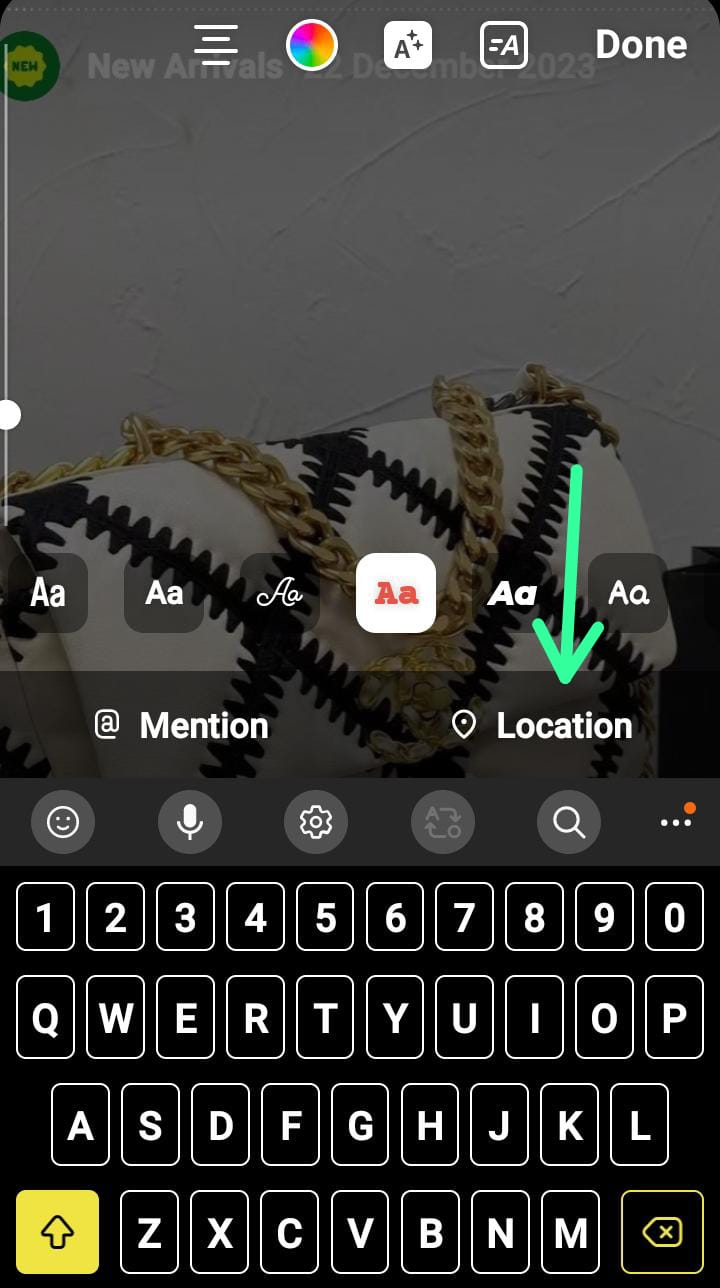 A snapshot of how you can add location tags to Instagram highlights