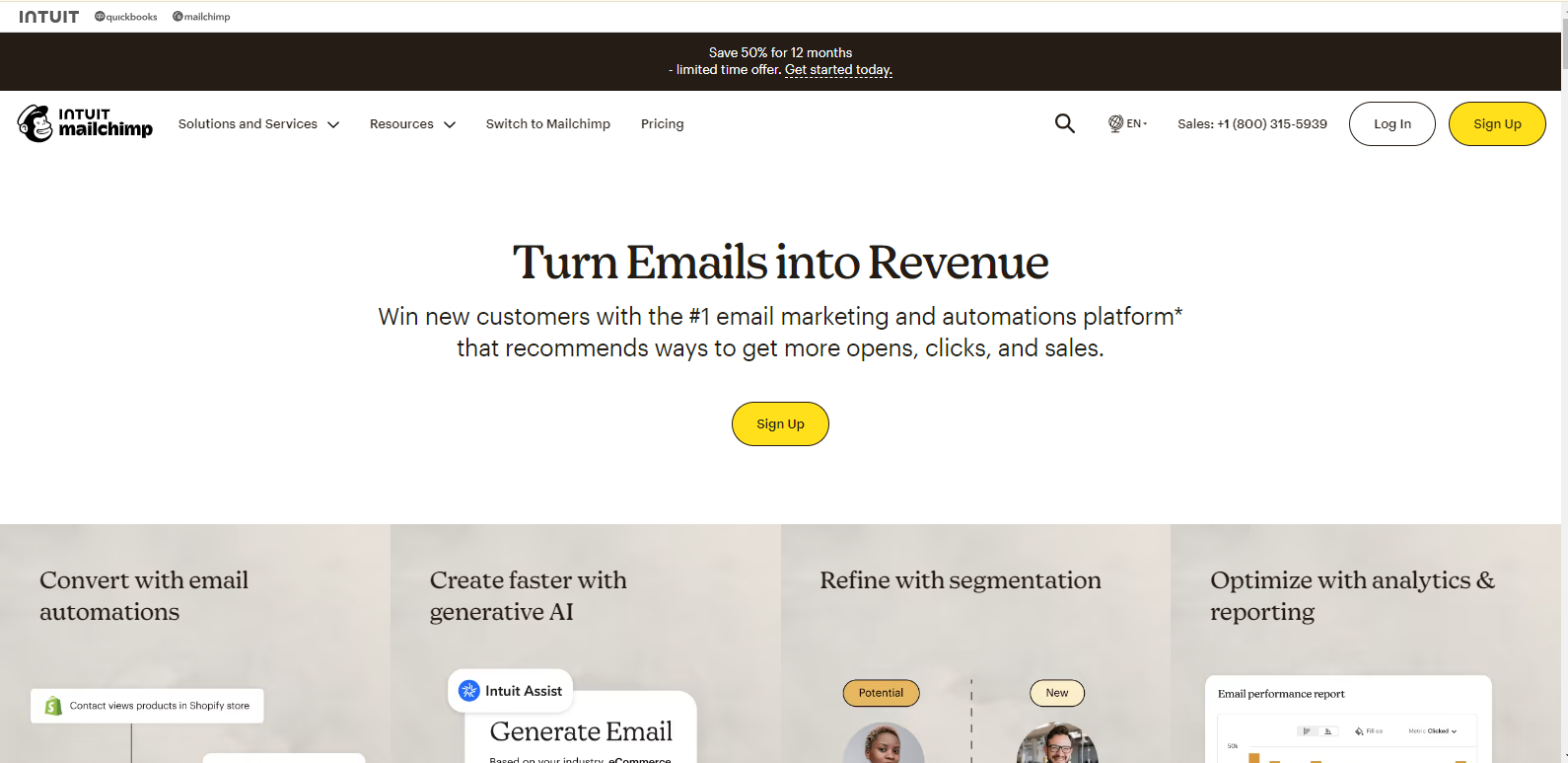 mailchimp's homepage