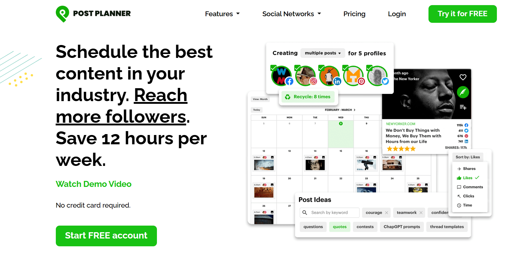 post planner landing page