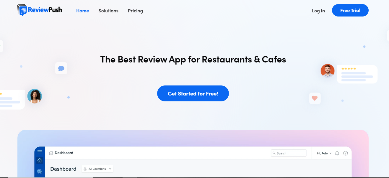 ReviewPush's homepage