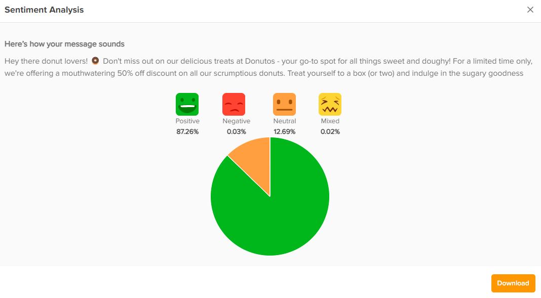 A snapshot of Social Champ’s Sentiment Analysis tool