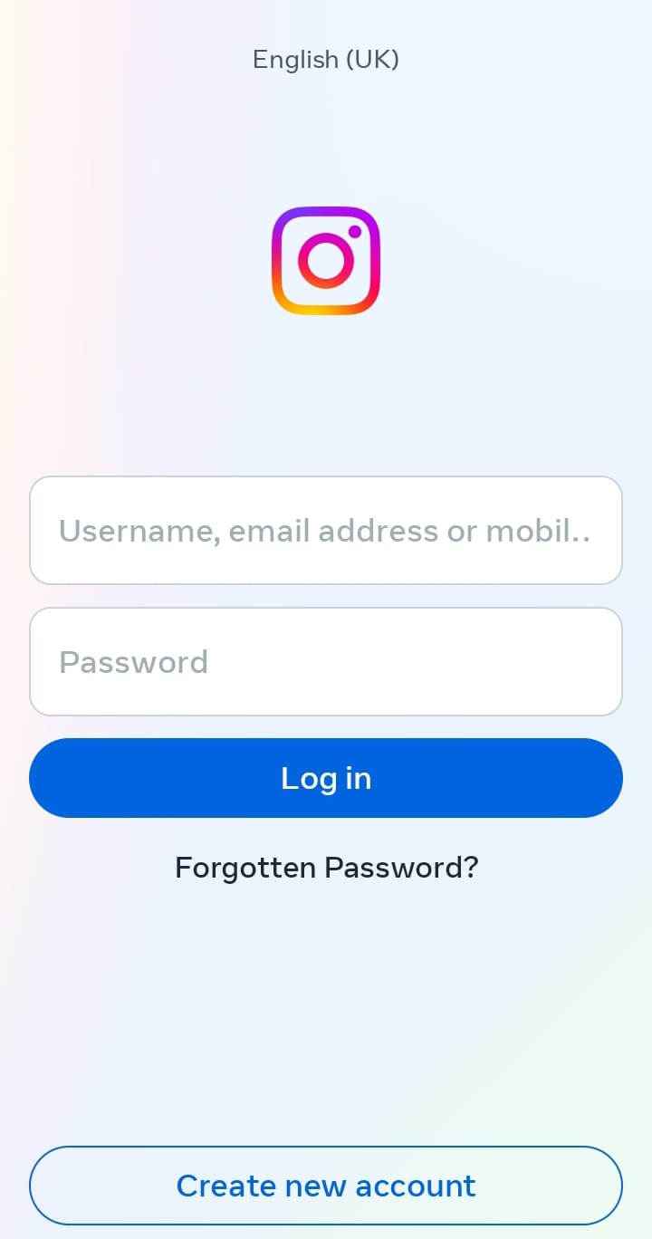 A snapshot of Instagram login page