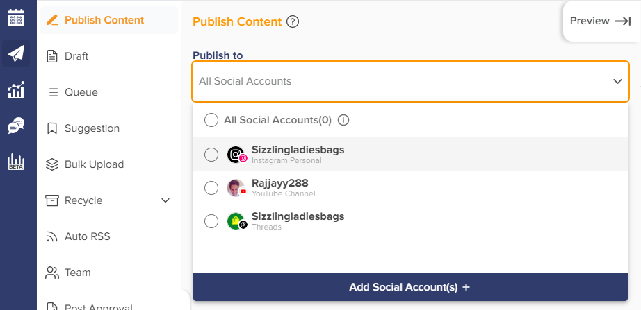 add accounts to Social Champ's dashboard