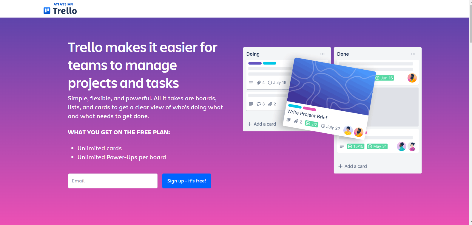 Trello's homepage