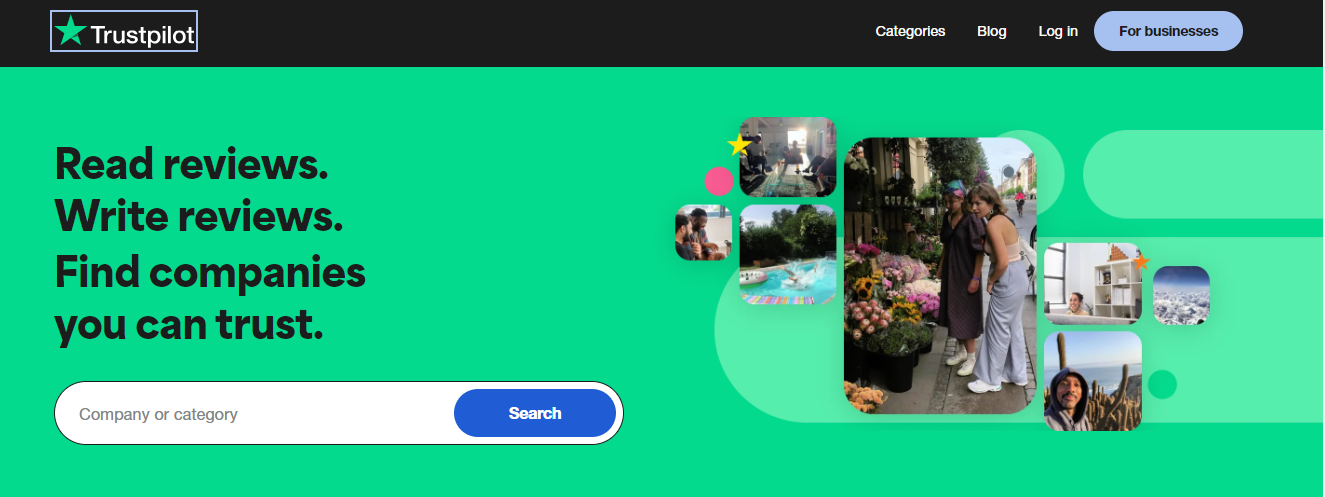Trustpilot's homepage