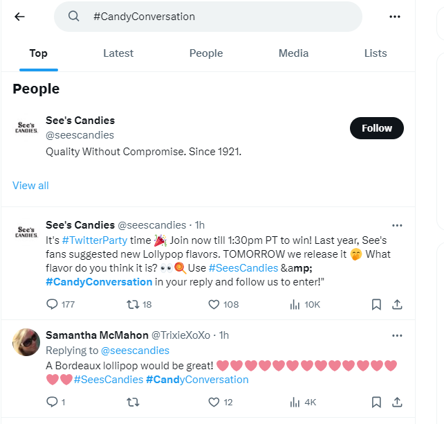 A candy conversation initiated on X by See's Candies