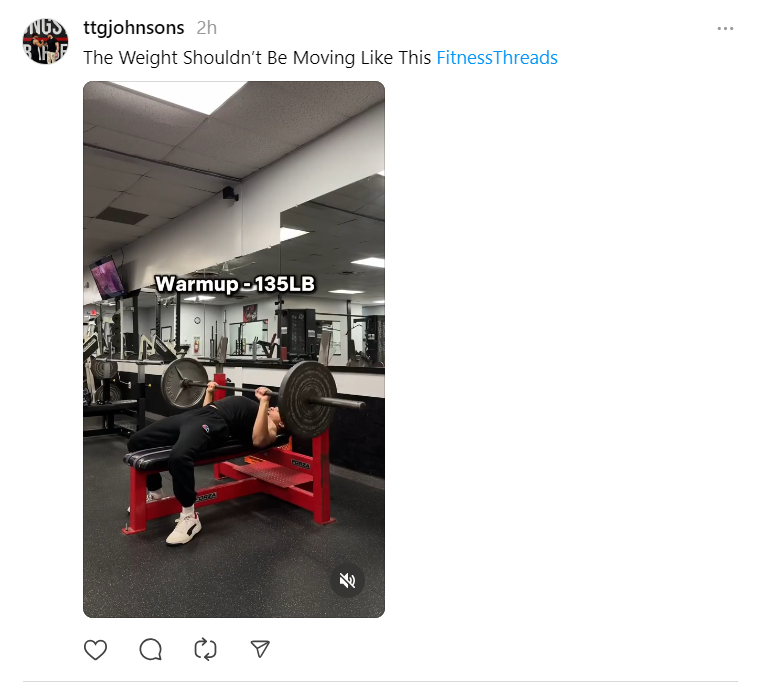 A fitness post on Threads