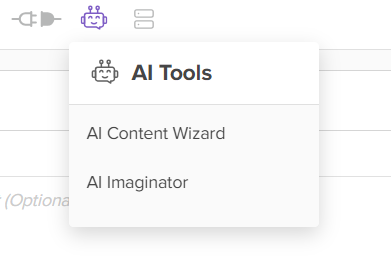 A snapshot of AI Content Wizard and AI Imaginator from Social Champ's dashboard