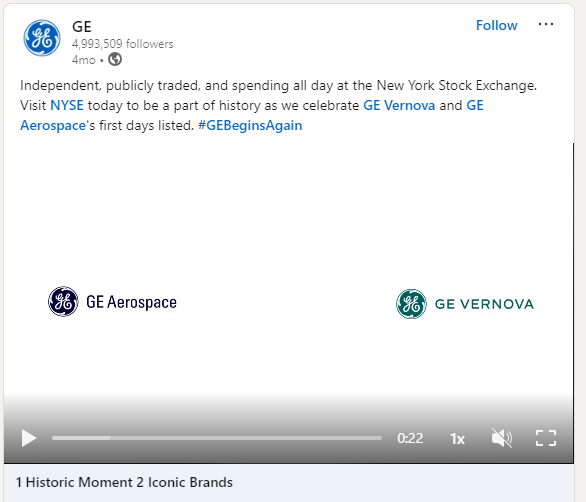A Snapshot of GE Leveraging Video Content on LinkedIn