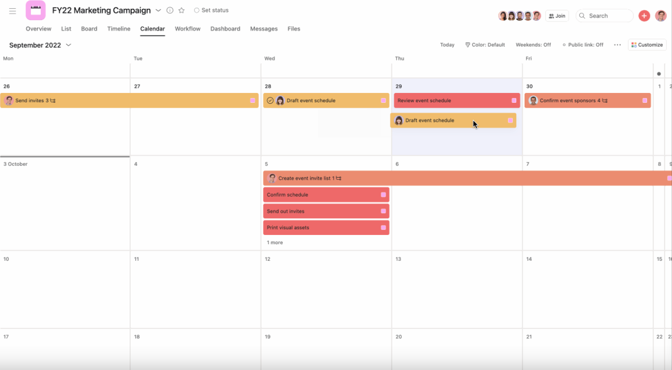 Asana's Calendar