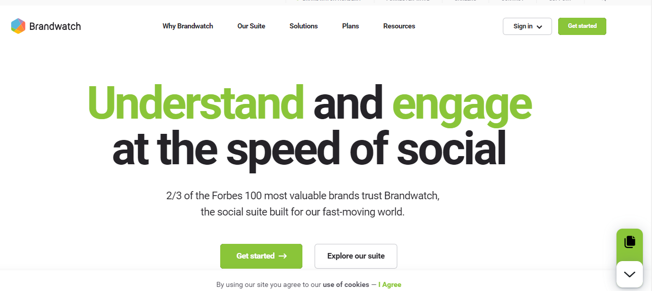 Brandwatch's landing page