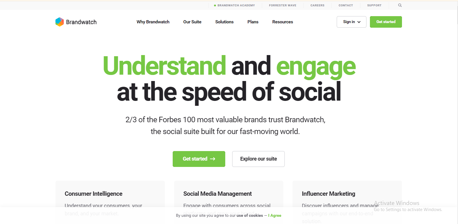 Brandwatch's landing page