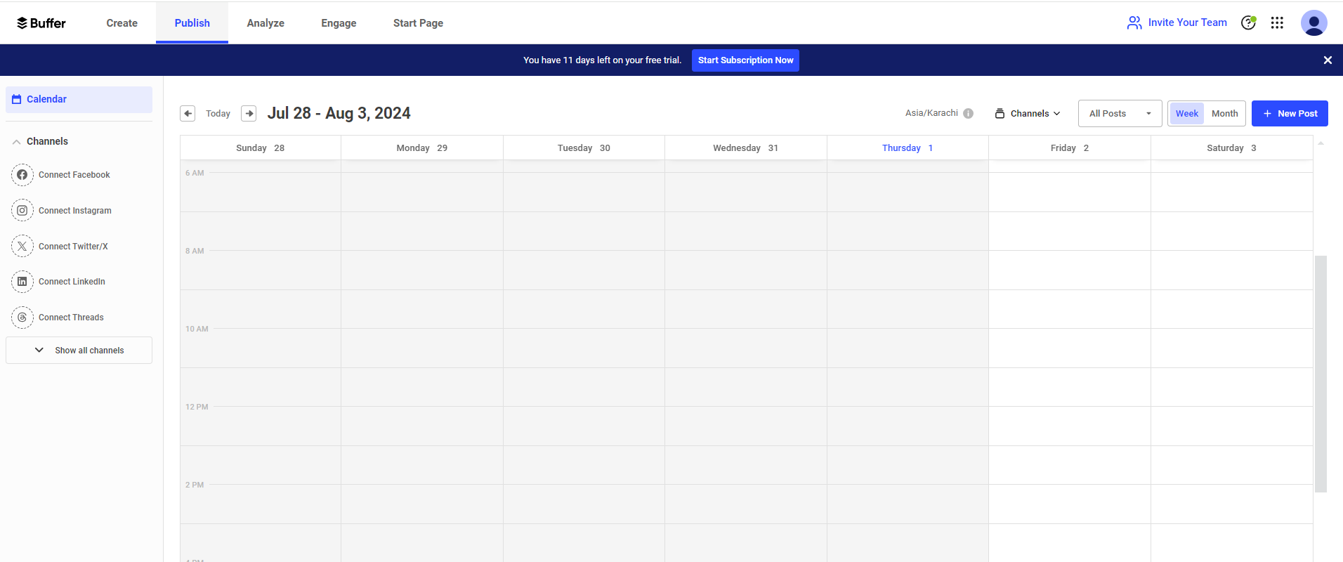 Buffer's content calendar